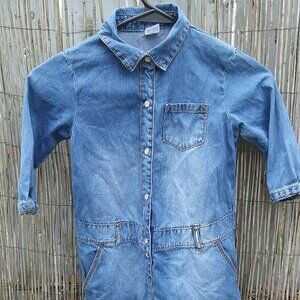 Girl's Carter's Blue Denim Button Up Dress with Pocket & Belt Loops - 6